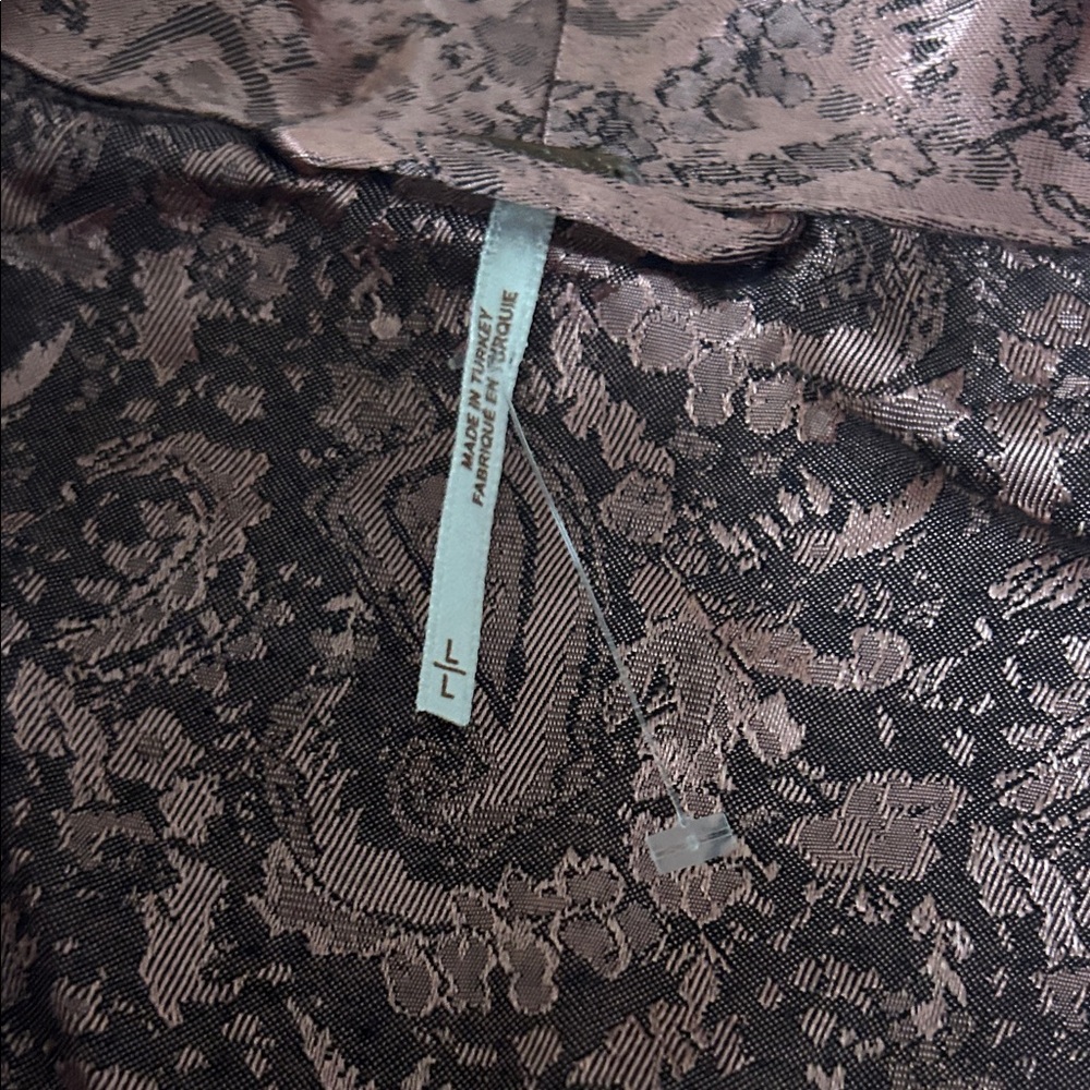 Free People Silky Jacquard Blazer Jacket NWOT Pink Paisley Boho Large - Picture 6 of 6